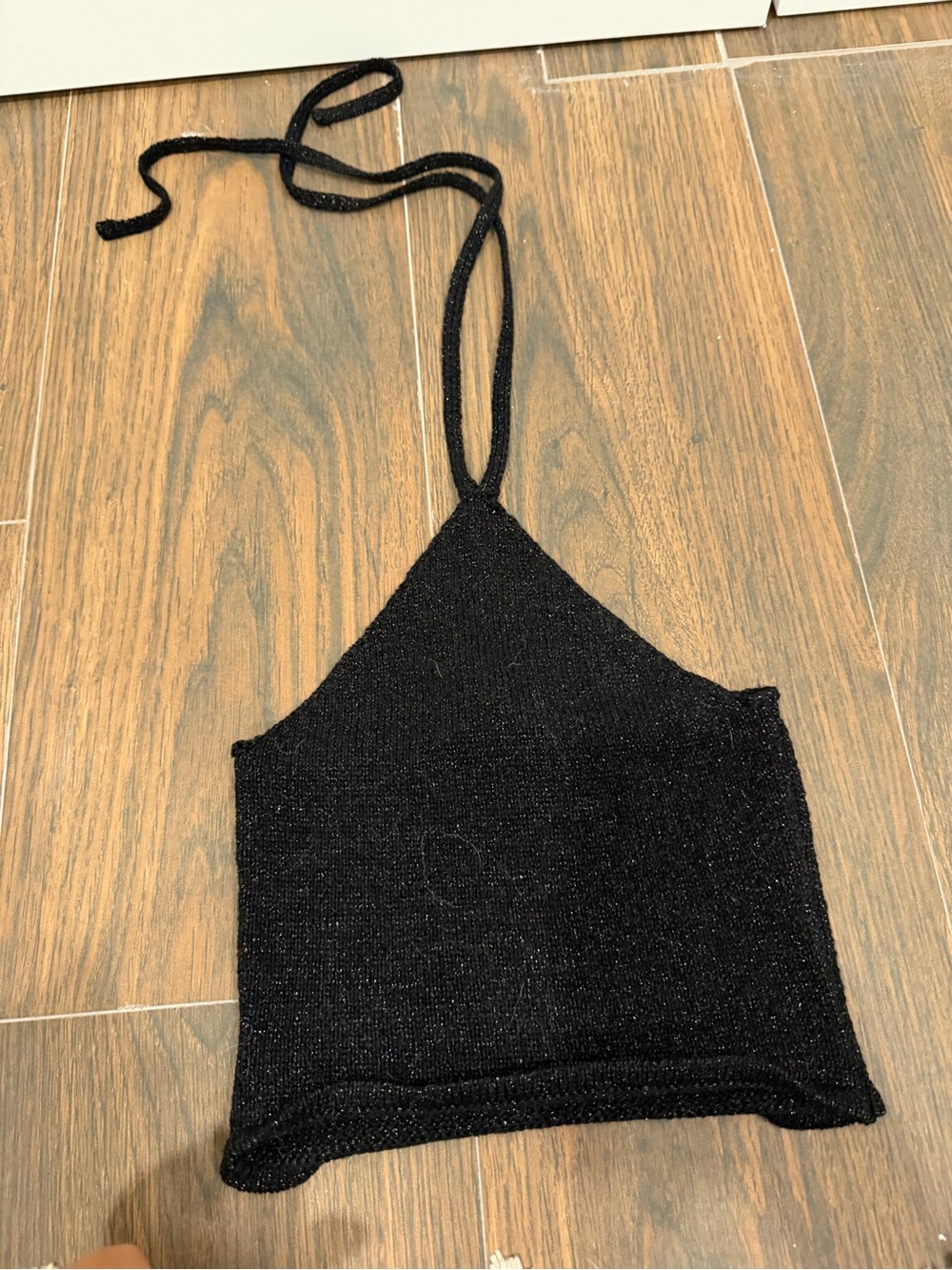 Black Knit Halter Crop Top
